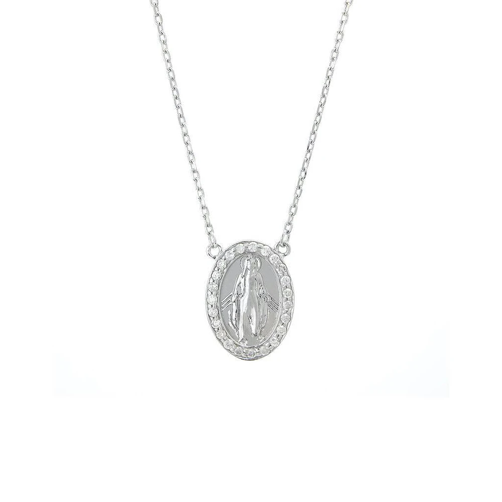 Virgen Milagrosa Oval Diamond Necklace