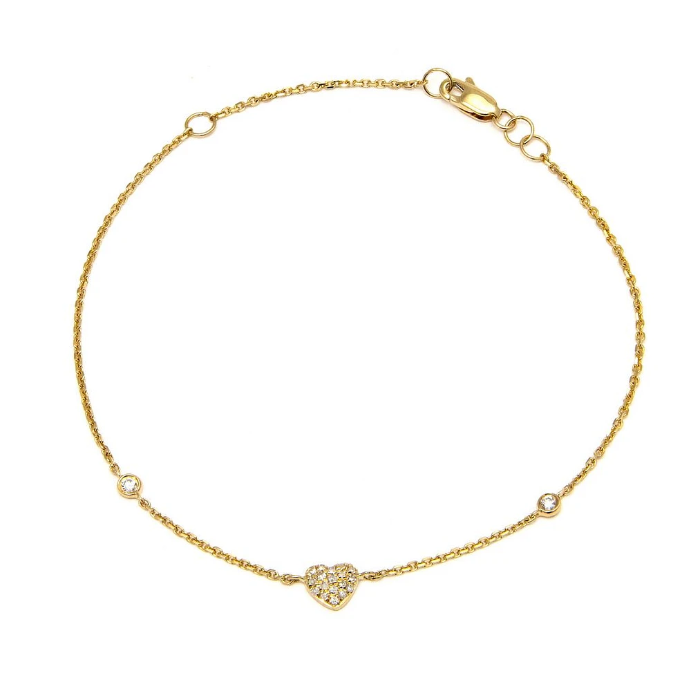 Heart Pave Diamond Bracelet