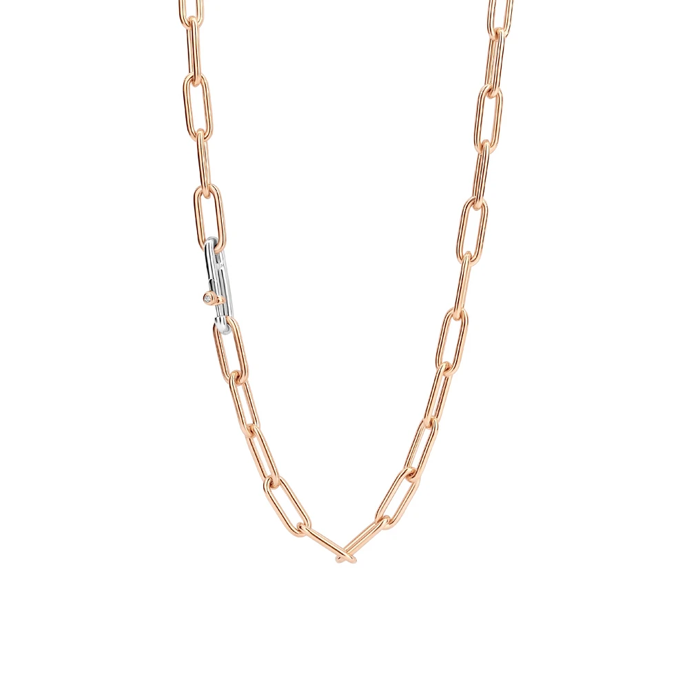 Iconic Paperclip Link Rose Necklace Short
