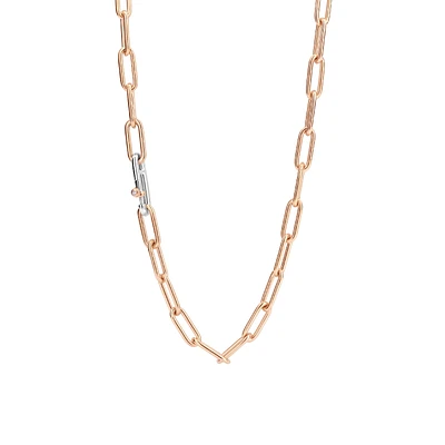 Iconic Paperclip Link Rose Necklace Short