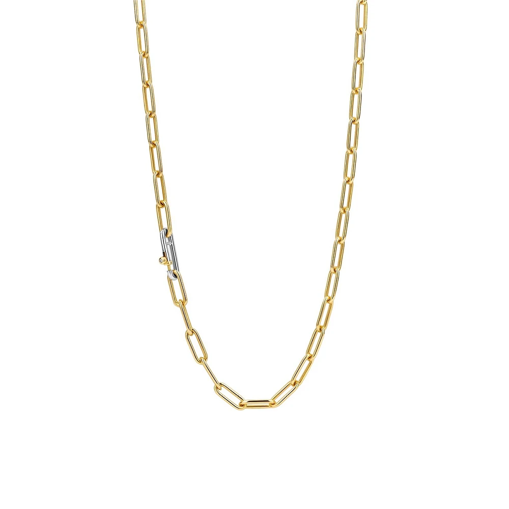Iconic Paperclip Link Golden Necklace Short