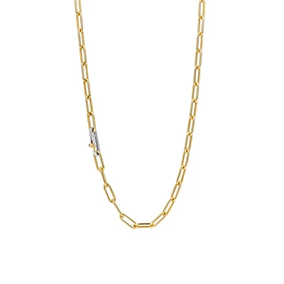Iconic Paperclip Link Golden Necklace Short