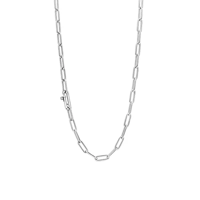 Iconic Paperclip Link Silver Necklace Long