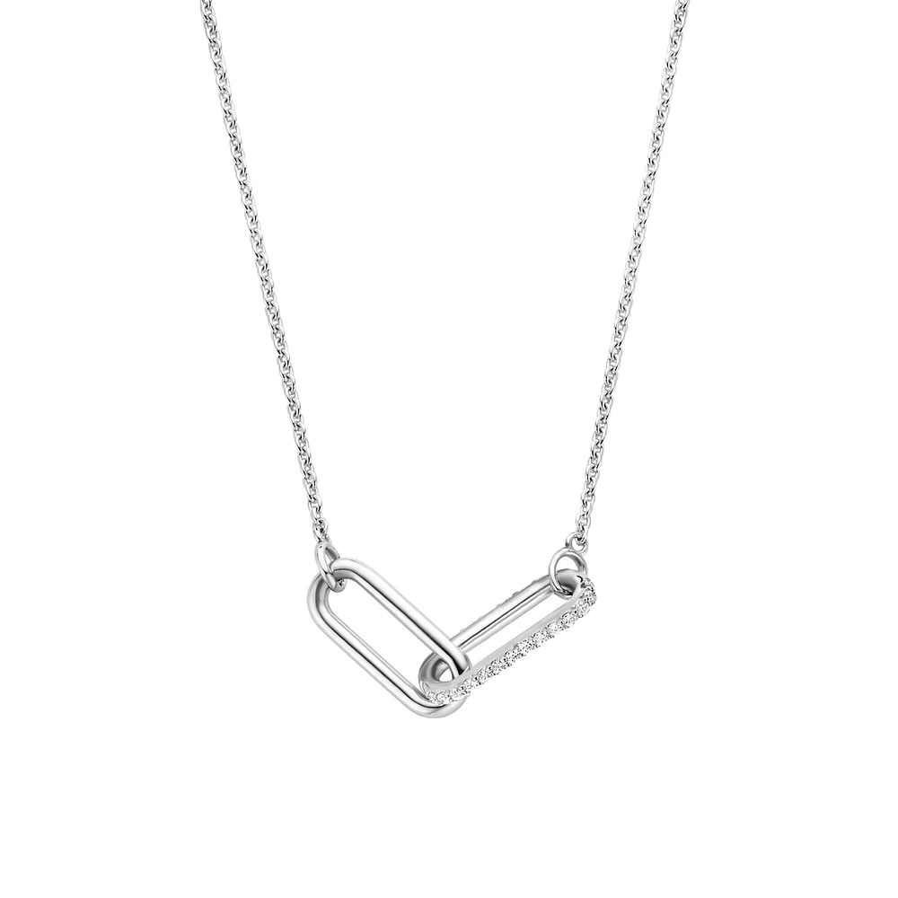 Couple Paperclip Silver Necklace