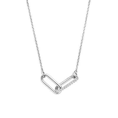 Couple Paperclip Silver Necklace