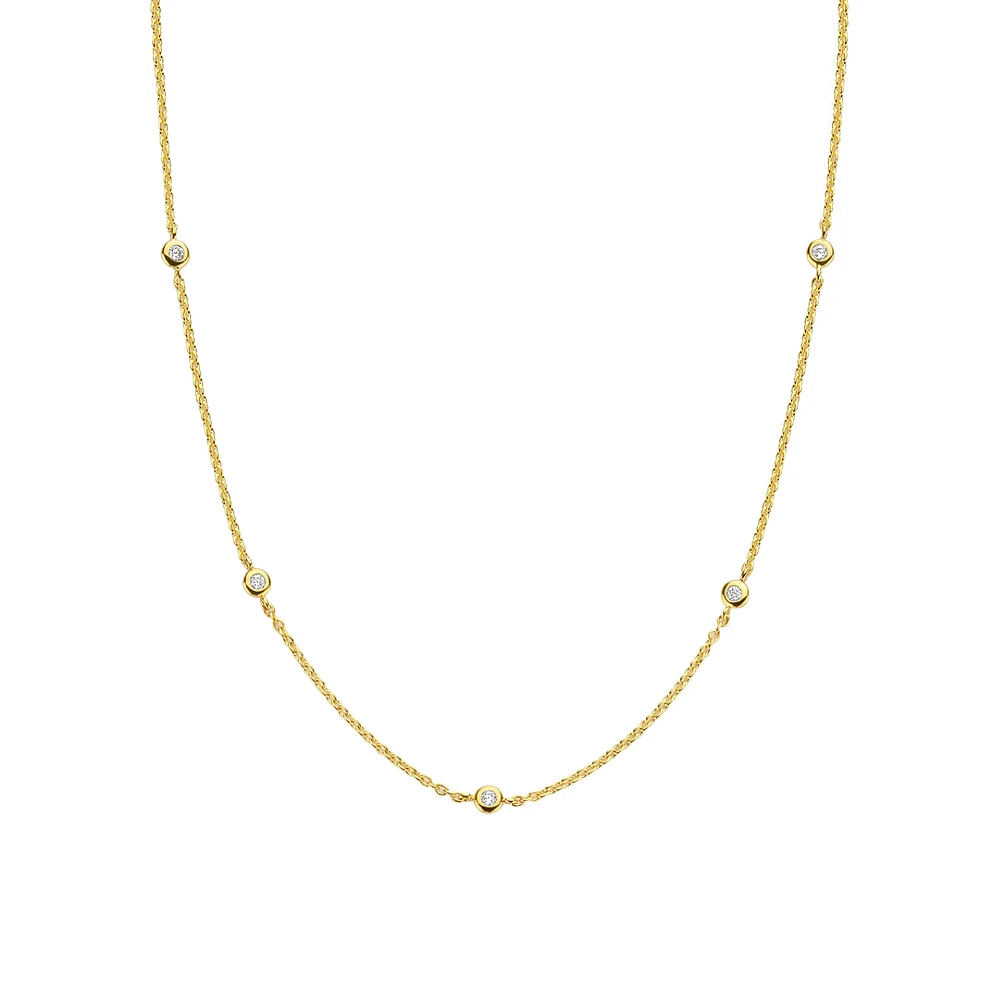 Zirconia By the Yard Golden Necklace