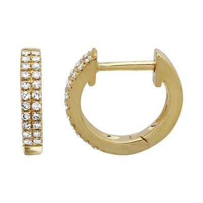 Diamond Huggie Double Row 10mm Earrings