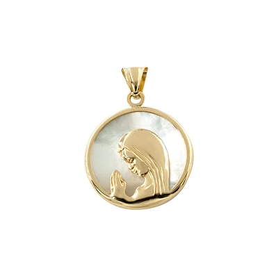 Virgen Nina Mother Pearl 18K Gold Pendant 12MM