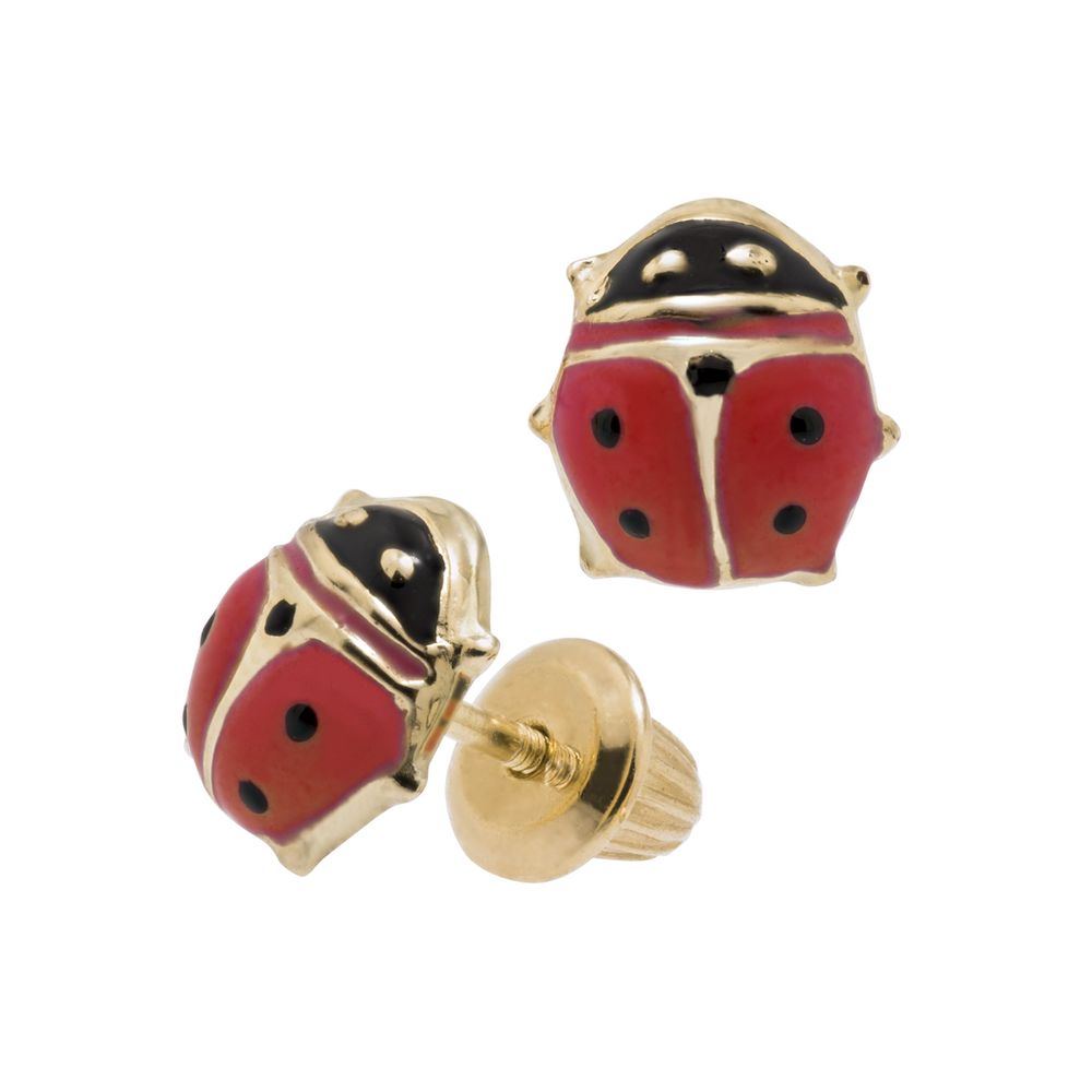 Red Ladybug Stud Earrings