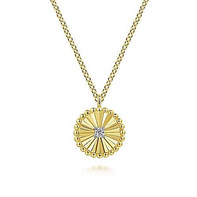 Diamond Flutted Sun Necklace
