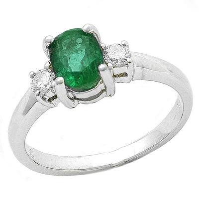 Oval Cut Emerald and Diamonds Ring