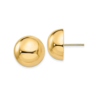 Half Ball Yellow Gold Stud Earrings