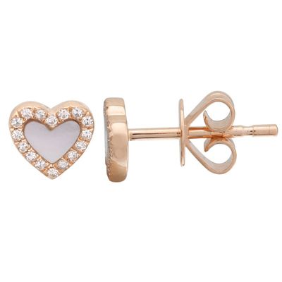 Mother Pearl Diamond Heart Earrings