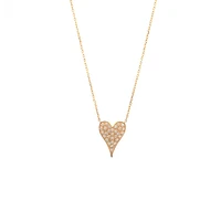 Elongated Heart Diamond Necklace 14KY