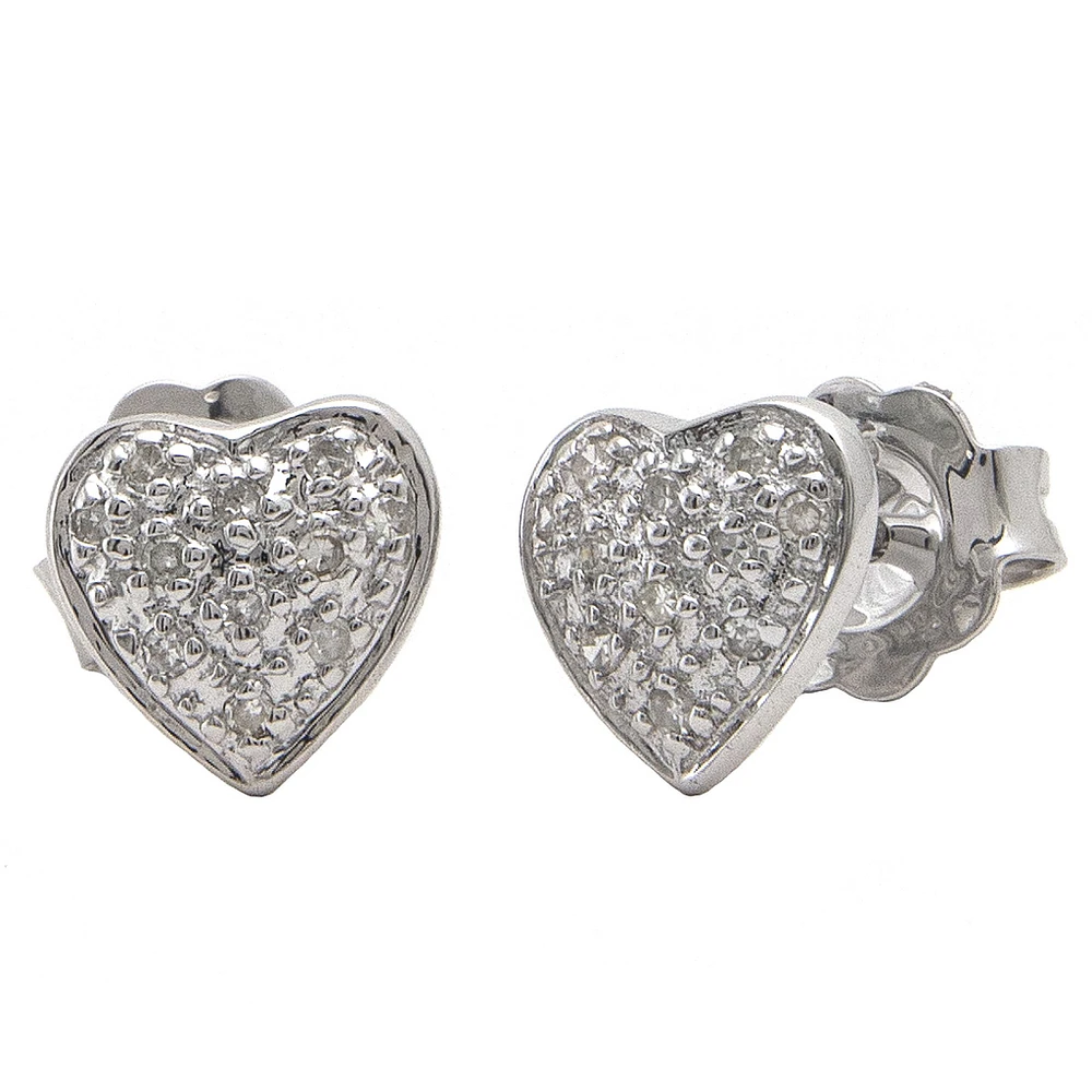 Silver Heart Studs