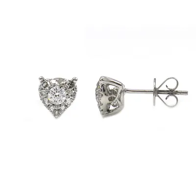 .71CT Diamond Heart Stud Earrings