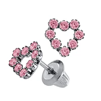 Pink Open Heart Kids Stud Earrings
