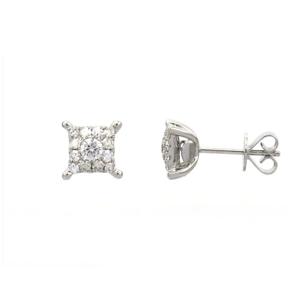 1ct Diamond Illusion Princess Stud Earrings
