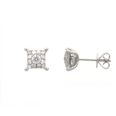 1ct Diamond Illusion Princess Stud Earrings