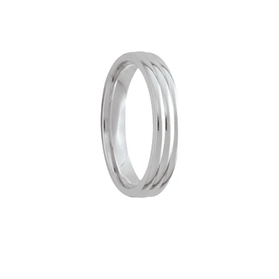 4MM White Gold Tri DomeWedding Band