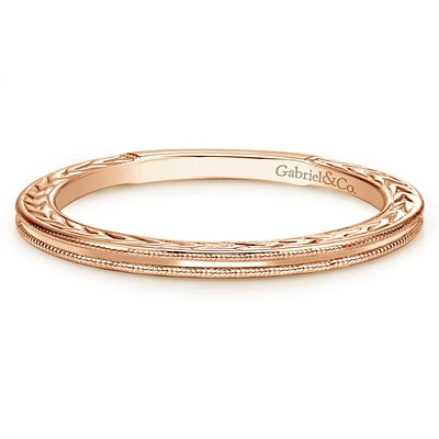 14K Rose Gold Milgrain Ring
