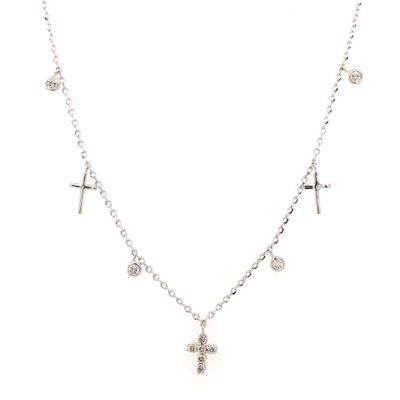 Multi Charm Diamond and Cross Necklace