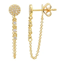 Pave Stud Chain Earrings