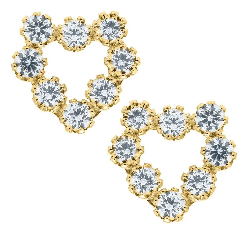 Zirconia Heart Stud Earrings