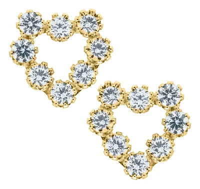 Zirconia Heart Stud Earrings