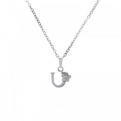 Kids Initial U Flower Necklace