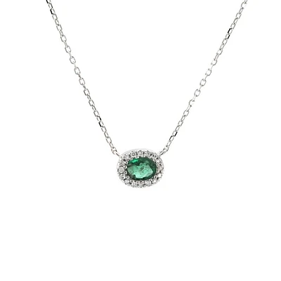 Oval Emerald Diamond Necklace