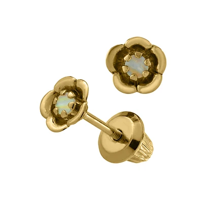 Flower Birthstone Kids Stud Earrings - October