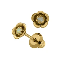 Flower Birthstone Kids Stud Earrings - October
