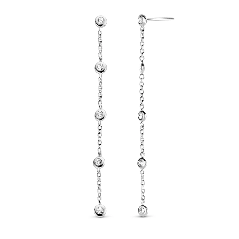 Bezel Drop Linear Earrings