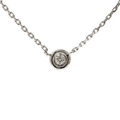 Bezel .09ct Diamond Silver Necklace