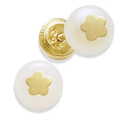 6MM Flower Pearl Stud Earrings