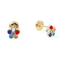 Multi-color Flower Stud Earrings 14K