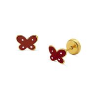 18K Gold Butterfly Stud Earrings