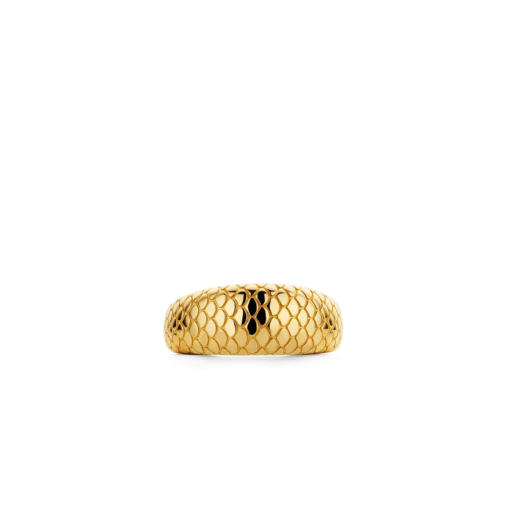 Snake Print Golden Wide Ring