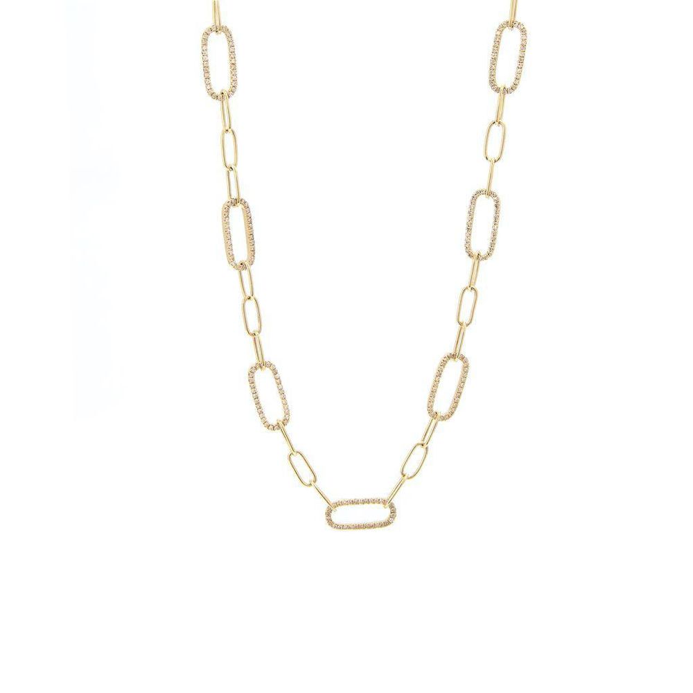 Diamond Paper Clip Necklace 14K