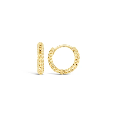 Twisted 14K Gold Huggie Earrings