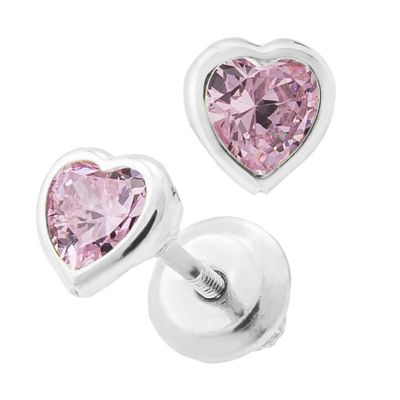 Pink Heart Kids Stud Earrings