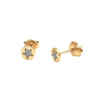 Star Disk Stud Earrings 14K