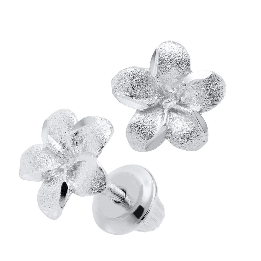 White Gold Flower Earrings