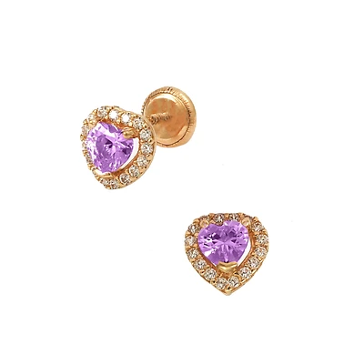 Purple Heart Zirconia Stud Earrings