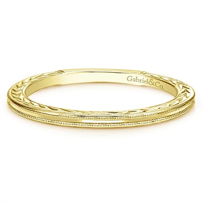 14K Yellow Gold Milgrain Ring
