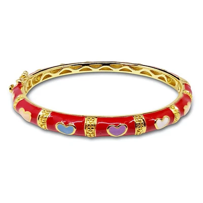 Red and Multicolor Hearts Kids Bangle Bracelet