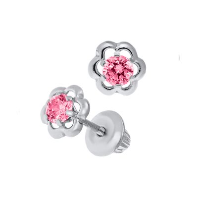 Pink Flower Kids Stud Earrings