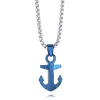 Blue Anchor Steel Necklace