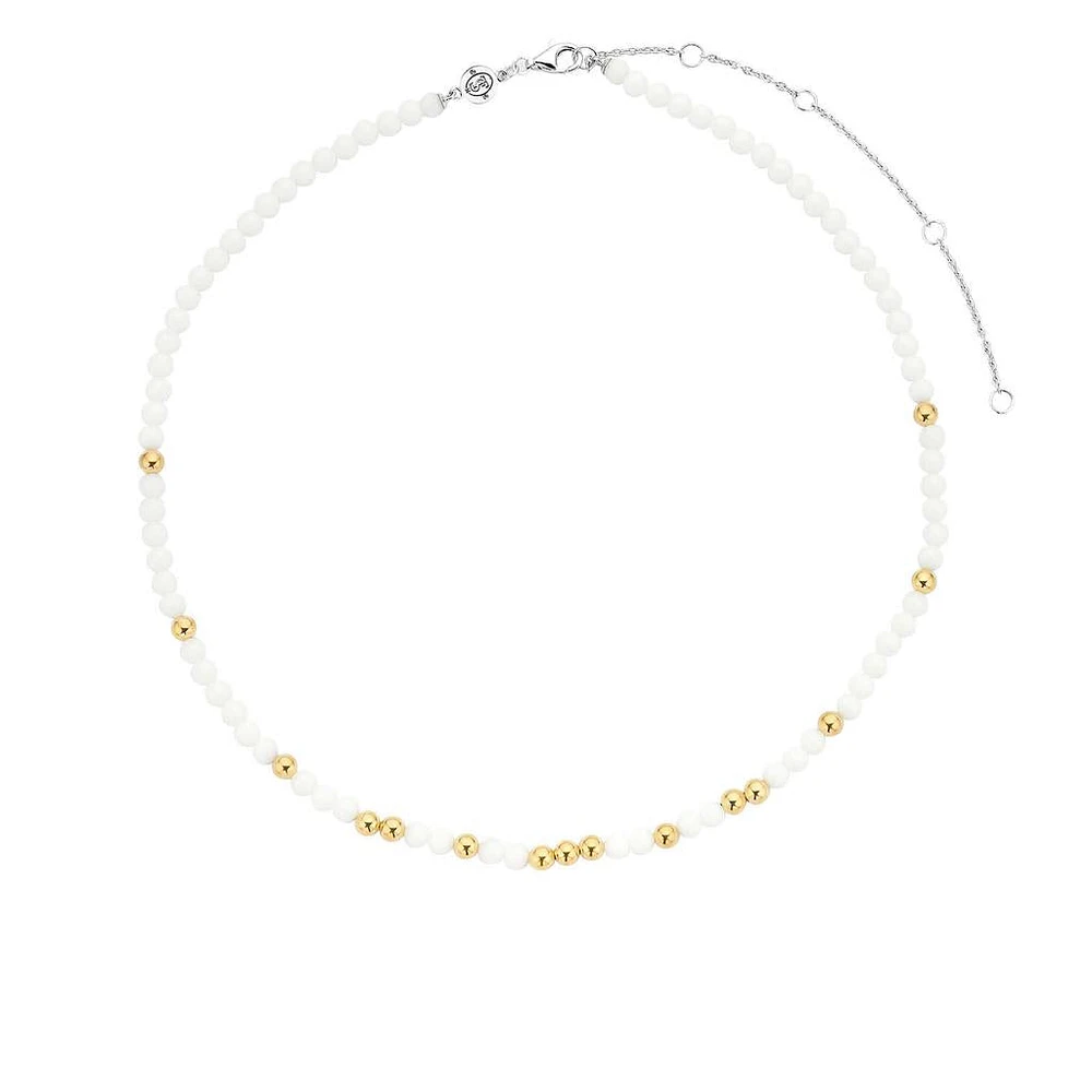 Radiant Gold/White 4mm Bead Necklace